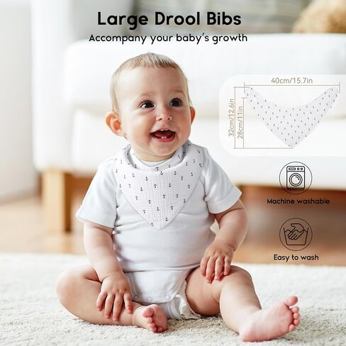 Yoofoss Baby Muslin Bibs 10 Pack Bandana Drool Bibs for Boys Girls Neutral, 100% Cotton Soft Absorbent Baby Bibs for Teething Drooling, Plume in Saudi Arabia