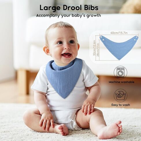 Yoofoss Baby Muslin Bibs 10 Pack Bandana Drool Bibs for Boys Girls Neutral, 100% Cotton Soft Absorbent Baby Bibs for Teething Drooling, Plume in Saudi Arabia