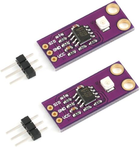 HiLetgo 2 قطعة GUVA-S12SD مستشعر كشف الأشعة فوق البنفسجية وحدة مستشعر الضوء فوق البنفسجي S12SD مستشعر الضوء نطاق الكشف عن الطول الموجي 240 نانومتر - 370 نانومتر 130 درجة كشف زاوية كبيرة in Kuwait