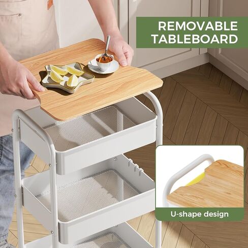 عربة دوارة من 3 طبقات مع سطح طاولة، وعربة أدوات معدنية دوارة، وعربة تنظيم تخزين قوية مع عجلات قفل وخطافات للمكتب والفصول الدراسية والمطبخ والحمام in Kuwait