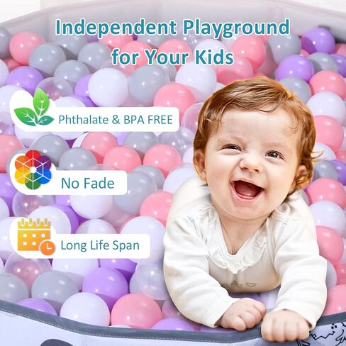 Ball Pit Balls for Kids, Thicken Soft Plastic Crush Proof Balls for Ball Pit, 2.15-Inch Crush Proof Balls BPA Free Non-Toxic in Kuwait