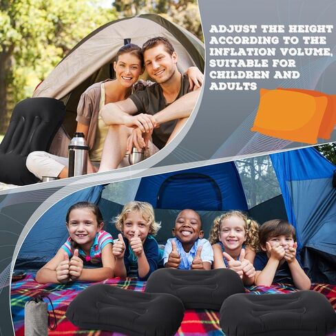 تاتو 3 قطع قابلة للنفخ للتخييم والسفر، وسائد نفخ خفيفة الوزن، وسادة تخييم خفيفة الوزن، وسادة ظهر محمولة للرقبة، دعم قطني، المشي لمسافات طويلة، النوم، التخييم (أزرق داكن) in Kuwait