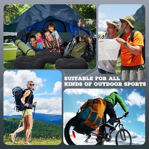 تاتو 3 قطع قابلة للنفخ للتخييم والسفر، وسائد نفخ خفيفة الوزن، وسادة تخييم خفيفة الوزن، وسادة ظهر محمولة للرقبة، دعم قطني، المشي لمسافات طويلة، النوم، التخييم (أزرق داكن) in Kuwait