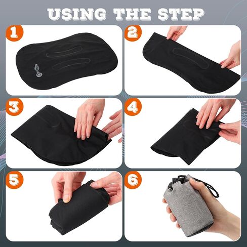 تاتو 3 قطع قابلة للنفخ للتخييم والسفر، وسائد نفخ خفيفة الوزن، وسادة تخييم خفيفة الوزن، وسادة ظهر محمولة للرقبة، دعم قطني، المشي لمسافات طويلة، النوم، التخييم (أزرق داكن) in Kuwait