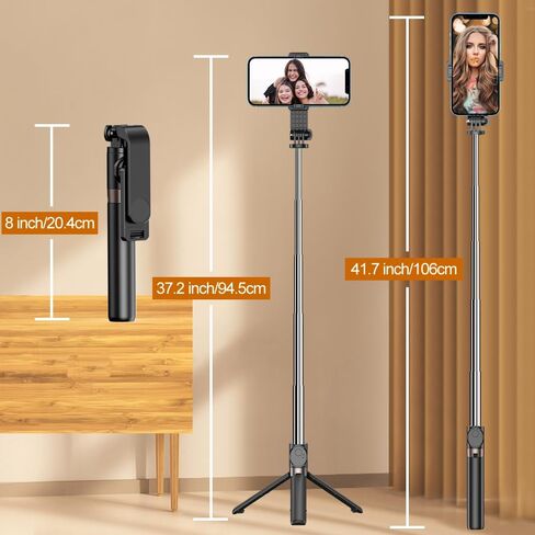 عصا سيلفي، حامل ثلاثي القوائم 40 بوصة مع جهاز تحكم عن بعد الكل في واحد حامل ثلاثي للهاتف المحمول متوافق مع هواتف iPhone وAndroid الخلوية in Kuwait
