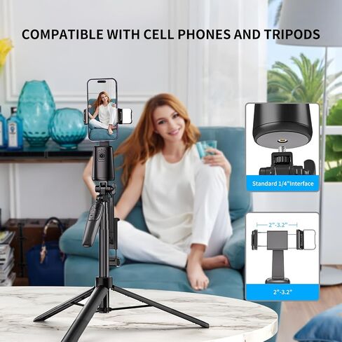 Auto Face Tracking Tripod, 360° Rotation Auto Tracking Phone Stand with Fill Ligh and Smart Gesture Control, No APP Required, AI Face Tracking Phone Holder for Live, Vlogo, Streaming, Tiktok in Saudi Arabia
