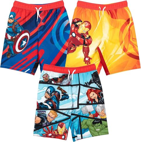 Marvel Avengers Iron Man Thor Captain America Little Boys 3 Pack UPF 50+ Swim Trunks 5-6 in Saudi Arabia