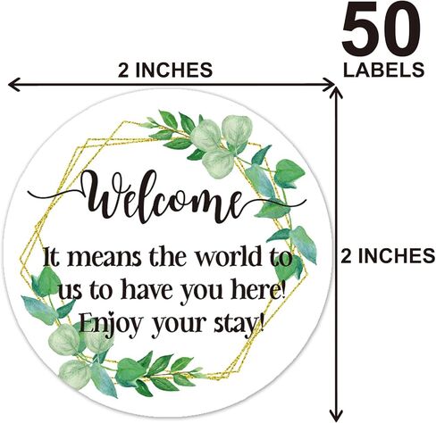 50 قطعة مرحبًا بكم في ملصقات الزفاف الخاصة بنا لحقائب الترحيب، ملصقات هدايا الزفاف لصندوق هدايا الزفاف وحقيبة الحلوى، ملصقات دائرية مقاس 5 سم. in Kuwait