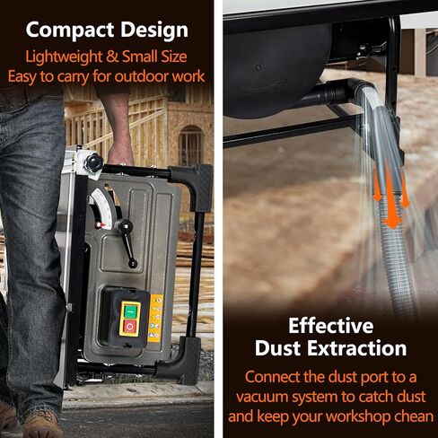 منشار طاولة لموقع العمل، محرك نحاسي مقاس 8 بوصات 6.7 أمبير، سرعة قطع تصل إلى 3576 دورة في الدقيقة، شفرة 24T، مجموعة منشار طاولة محمولة مدمجة مع مقياس ميتري منزلق للأعمال الخشبية وصناعة الأثاث in Kuwait