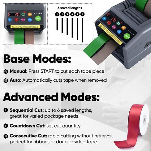 BladeMaster PRO Automatic Ribbon Tape Cutting Machine │ 2024 Upgraded Flip-Cover Model Smart Auto Tape Dispenser Commercial Grade Intelligent Cutter USA in Saudi Arabia