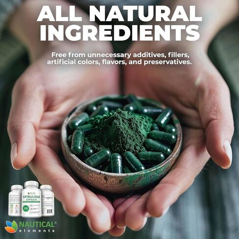 Spirulina Capsules 3000mg - 40 Servings Of Organic Spirulina Capsules - Rich in Protein, Antioxidants & Vitamins - 240 Organic Spirulina Powder Capsules - Supports Immune & Cardiovascular Health in Saudi Arabia