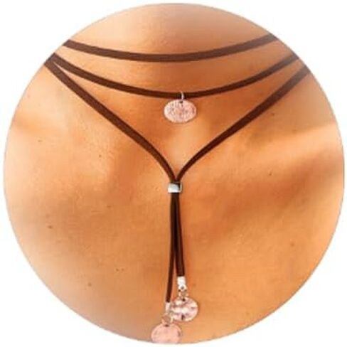 Boho Necklaces for Women Ethnic Brown Turquoise Necklace Vintage Bohemian Suede Choker Necklace Layered Y-shaped Long Wrap Necklace Jewelry Gift for Teen Girls in Saudi Arabia