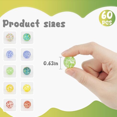 POPLAY 60PCS Glass Marbles Bulk, 5/8inch Color Mixing Glass Marbles Kids Marbles for Games DIY Home Decoration in Saudi Arabia