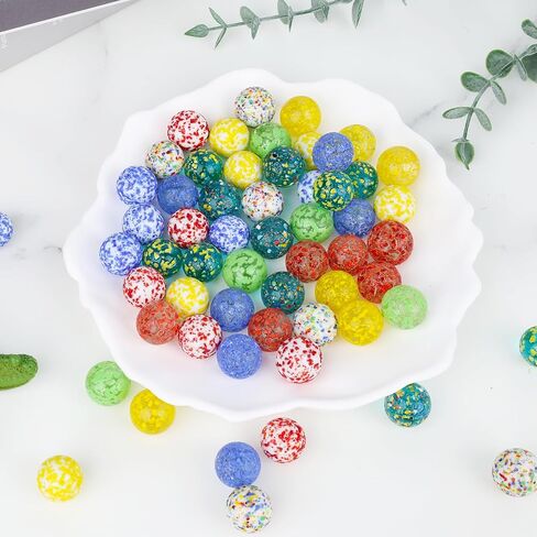 POPLAY 60PCS Glass Marbles Bulk, 5/8inch Color Mixing Glass Marbles Kids Marbles for Games DIY Home Decoration in Saudi Arabia