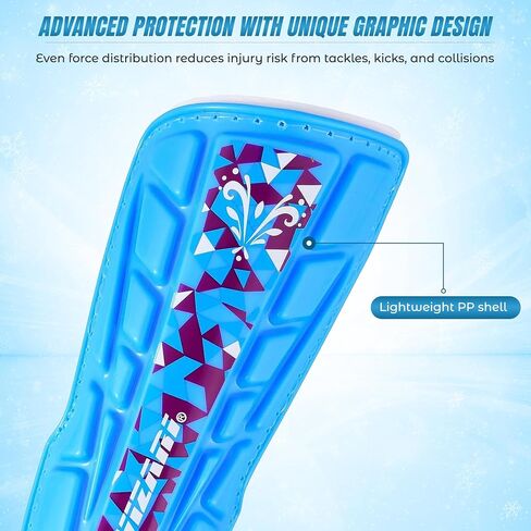 Vizari Frost Soccer Shin Guards - Unique Graphic Lightweight PP Shell - Hard Shell Protection - Foam-Padded Football Shin Pads for Comfort - Adult and Kids Soccer Shin Guards with Adjustable Straps in Saudi Arabia