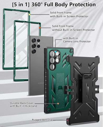 FNTCASE for Samsung Galaxy S22 Ultra Case, Built-in Screen Protector in Kuwait