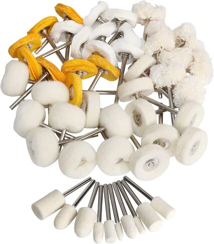 1Inch Polishing Buffing Wheel Set,Wool Felt Cotton Mounted 3mm Shank for Rotary Tool Accessories,Mini Brush Polishing Kit for Watch and Jewelry 50 Pieces in Saudi Arabia