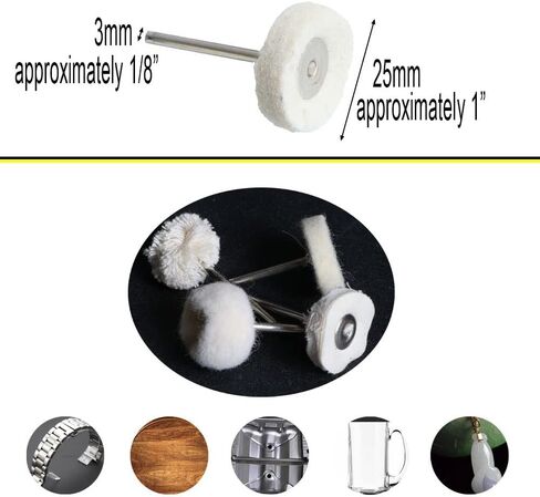 1Inch Polishing Buffing Wheel Set,Wool Felt Cotton Mounted 3mm Shank for Rotary Tool Accessories,Mini Brush Polishing Kit for Watch and Jewelry 50 Pieces in Saudi Arabia