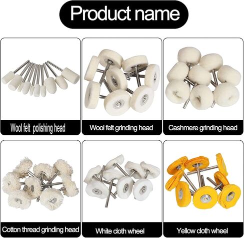 1Inch Polishing Buffing Wheel Set,Wool Felt Cotton Mounted 3mm Shank for Rotary Tool Accessories,Mini Brush Polishing Kit for Watch and Jewelry 50 Pieces in Saudi Arabia
