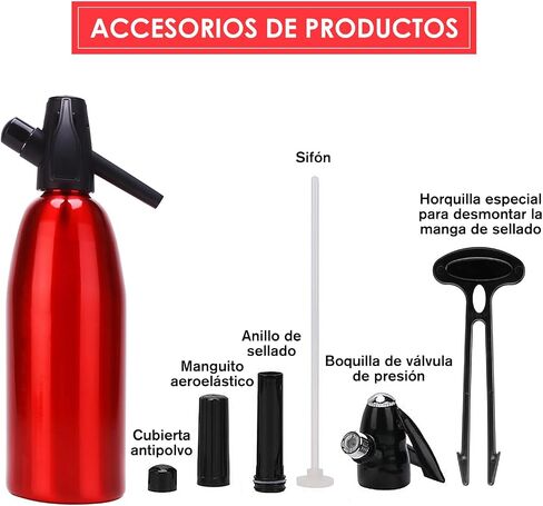 Soda Siphon, 1L Carbonated Water Machine, Soda Maker, Portable Aluminium Sparkling Water Maker for Home Bar Making Cocktails DIY Sparkling Drinks, Use 8 gram CO2 Cartridges (Not Included) in Kuwait