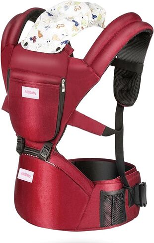 4-in-1 Baby Carrier with Hip Seat Lumbar Support,One Size Fits All Newborn to Toddler(8-55 lbs) - Cool Air Mesh & Lightweight,Adjustable and Easy to Wear for Outdoor in Kuwait