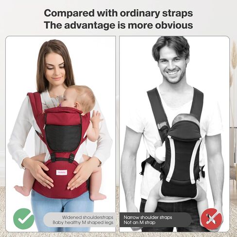4-in-1 Baby Carrier with Hip Seat Lumbar Support,One Size Fits All Newborn to Toddler(8-55 lbs) - Cool Air Mesh & Lightweight,Adjustable and Easy to Wear for Outdoor in Kuwait