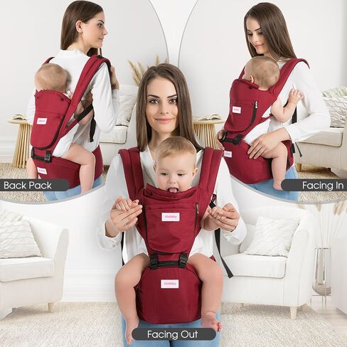 4-in-1 Baby Carrier with Hip Seat Lumbar Support,One Size Fits All Newborn to Toddler(8-55 lbs) - Cool Air Mesh & Lightweight,Adjustable and Easy to Wear for Outdoor in Kuwait