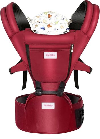 4-in-1 Baby Carrier with Hip Seat Lumbar Support,One Size Fits All Newborn to Toddler(8-55 lbs) - Cool Air Mesh & Lightweight,Adjustable and Easy to Wear for Outdoor in Kuwait