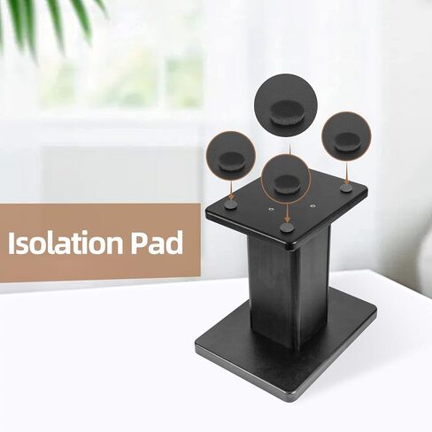 Pair Bookshelf Speaker Stands - 12" Tall Heavy Duty Desktop Rear Speaker Stands for Surround Sound Home Theater, Black Wood Studio Monitor Stand - Supports 60 lbs in Kuwait