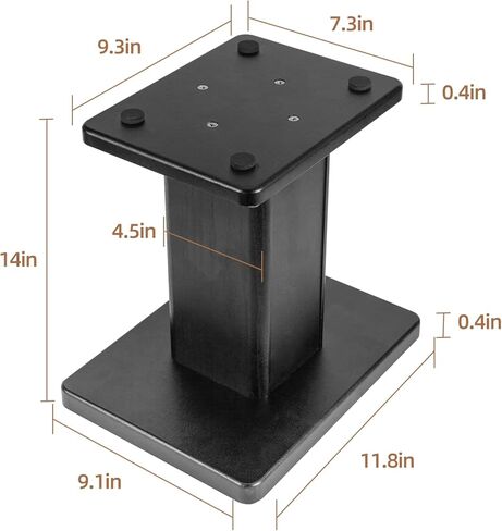 Pair Bookshelf Speaker Stands - 12" Tall Heavy Duty Desktop Rear Speaker Stands for Surround Sound Home Theater, Black Wood Studio Monitor Stand - Supports 60 lbs in Kuwait