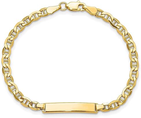 14k Yellow Gold Anchor Link Name Bar Identification Id Bracelet Fine Jewelry For Women Gifts For Her in Saudi Arabia