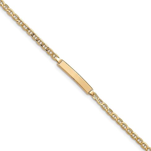 14k Yellow Gold Anchor Link Name Bar Identification Id Bracelet Fine Jewelry For Women Gifts For Her in Saudi Arabia