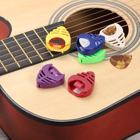 MECCANIXITY Guitar Pick Holder Plastic Heart-Shaped Black for Guitar, Bass, Ukulele with Adhesive Back and Spring Pack of 10 in Saudi Arabia