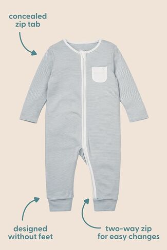 MORI Baby Unisex Clever Pajamas with Two Way Zip - Comfort Breathable Jumpsuit Footed Nightwear for Toddler Boys and Girls in Saudi Arabia