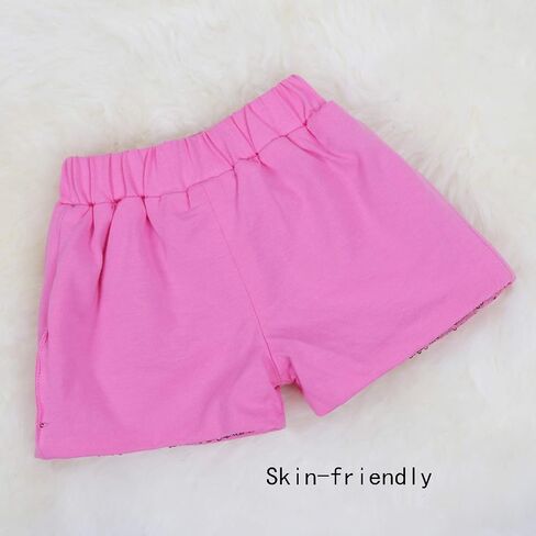 Baby Girls Shorts Kids Sparkle Toddler Sequin Shorts Glitter on Both Sides Birthday Outfits with Headband in Saudi Arabia