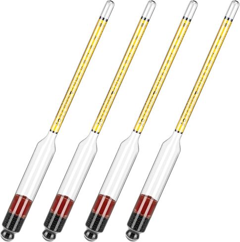 4 قطع مقياس الكحول المائي، مقياس الكحول لتقطير الكحول 0-200 دليل و0-100 ترايل، مقياس الجاذبية النوعية لصنع نبيذ البيرة وعصير التفاح in Kuwait