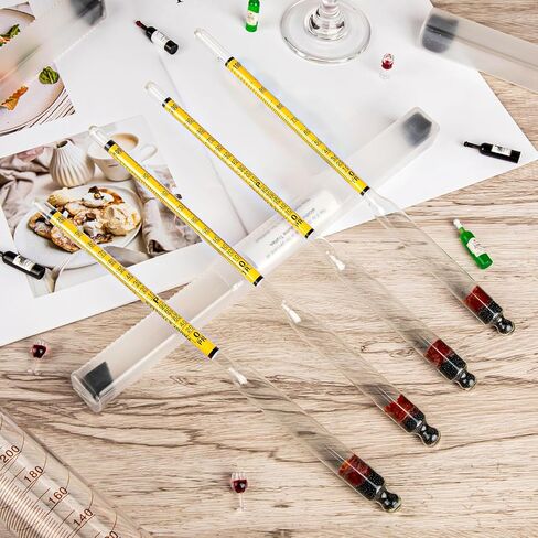 4 قطع مقياس الكحول المائي، مقياس الكحول لتقطير الكحول 0-200 دليل و0-100 ترايل، مقياس الجاذبية النوعية لصنع نبيذ البيرة وعصير التفاح in Kuwait