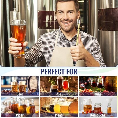 4 قطع مقياس الكحول المائي، مقياس الكحول لتقطير الكحول 0-200 دليل و0-100 ترايل، مقياس الجاذبية النوعية لصنع نبيذ البيرة وعصير التفاح in Kuwait