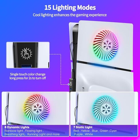 لوحات غطاء لوحدة التحكم PS5 النحيفة مع شريط إضاءة LED، ومحور USB وفتحة تبريد، وألواح واجهة جلدية لقرص وحدة التحكم Playstation 5 النحيفة/الإصدار الرقمي، وغطاء لملحقات PS5 النحيفة، باللون الأبيض in Kuwait