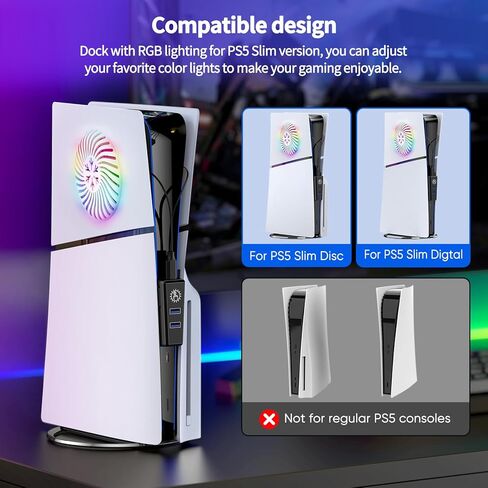 لوحات غطاء لوحدة التحكم PS5 النحيفة مع شريط إضاءة LED، ومحور USB وفتحة تبريد، وألواح واجهة جلدية لقرص وحدة التحكم Playstation 5 النحيفة/الإصدار الرقمي، وغطاء لملحقات PS5 النحيفة، باللون الأبيض in Kuwait