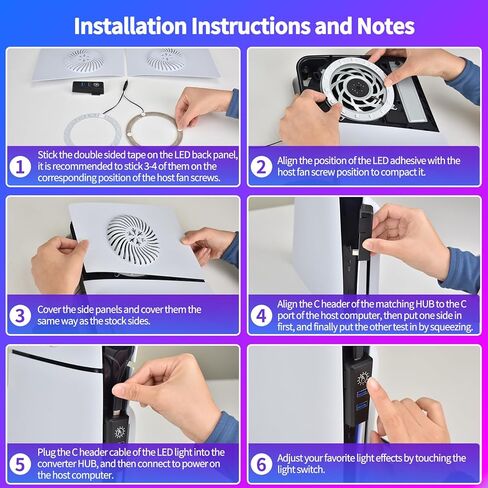 لوحات غطاء لوحدة التحكم PS5 النحيفة مع شريط إضاءة LED، ومحور USB وفتحة تبريد، وألواح واجهة جلدية لقرص وحدة التحكم Playstation 5 النحيفة/الإصدار الرقمي، وغطاء لملحقات PS5 النحيفة، باللون الأبيض in Kuwait