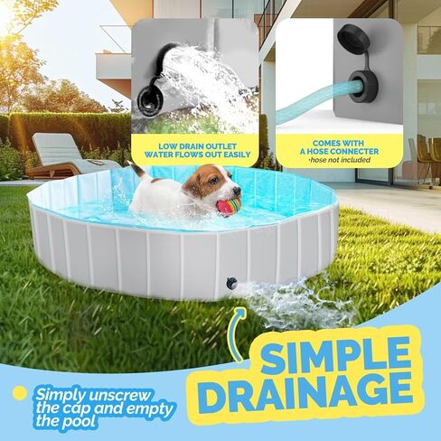 حمام سباحة قابل للطي للكلاب مقاس 63 بوصة، حوض سباحة من البلاستيك الصلب قابل للطي للكلاب والأطفال، حوض استحمام للحيوانات الأليفة في الهواء الطلق، كبير in Kuwait
