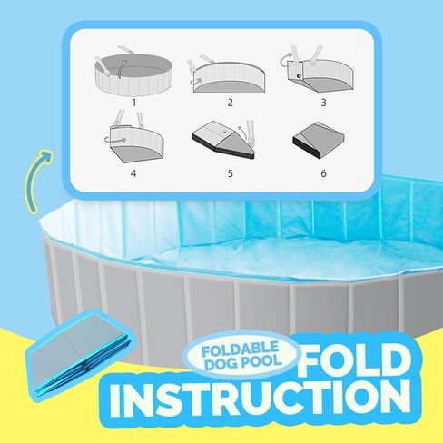 حمام سباحة قابل للطي للكلاب مقاس 63 بوصة، حوض سباحة من البلاستيك الصلب قابل للطي للكلاب والأطفال، حوض استحمام للحيوانات الأليفة في الهواء الطلق، كبير in Kuwait