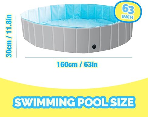 حمام سباحة قابل للطي للكلاب مقاس 63 بوصة، حوض سباحة من البلاستيك الصلب قابل للطي للكلاب والأطفال، حوض استحمام للحيوانات الأليفة في الهواء الطلق، كبير in Kuwait