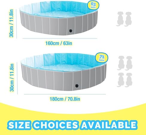 حمام سباحة قابل للطي للكلاب مقاس 63 بوصة، حوض سباحة من البلاستيك الصلب قابل للطي للكلاب والأطفال، حوض استحمام للحيوانات الأليفة في الهواء الطلق، كبير in Kuwait