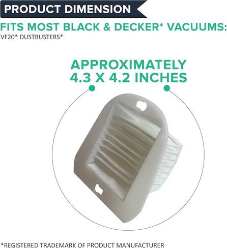 بديل فلتر مكنسة كهربائية حاسم - متوافق مع قطعة Black & Decker # 48G7، 2031473 203-1473 وفلتر Black & Decker VF20 يناسب Dustbuster - مرشحات قابلة للغسل وإعادة الاستخدام وخفيفة الوزن (4 عبوات) in Kuwait