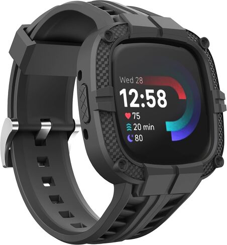GELISHI متوافق مع Fitbit Versa 4/ Fitbit Sense 2 Bands للرجال، حافظة واقية متينة مع سوار معصم رياضي من مادة TPU in Saudi Arabia