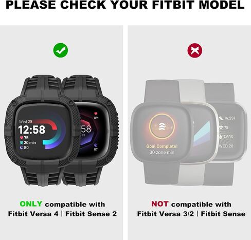 GELISHI متوافق مع Fitbit Versa 4/ Fitbit Sense 2 Bands للرجال، حافظة واقية متينة مع سوار معصم رياضي من مادة TPU in Saudi Arabia