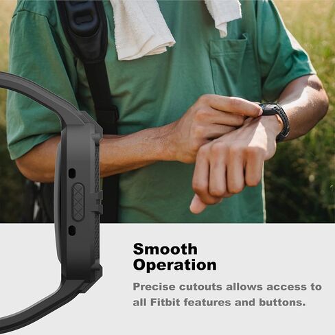GELISHI متوافق مع Fitbit Versa 4/ Fitbit Sense 2 Bands للرجال، حافظة واقية متينة مع سوار معصم رياضي من مادة TPU in Saudi Arabia
