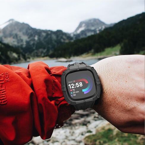 GELISHI متوافق مع Fitbit Versa 4/ Fitbit Sense 2 Bands للرجال، حافظة واقية متينة مع سوار معصم رياضي من مادة TPU in Saudi Arabia